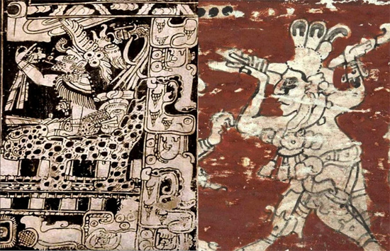 Representações gráficas do deus maia Bolon Yokte