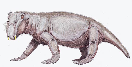 Concepção artística de listrossauro, um dos poucos animais sobreviventes da Grande Extinção 