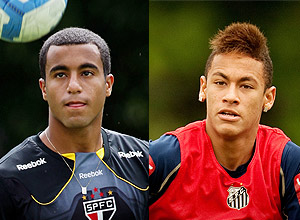 Fotomontagem com Lucas, do São Paulo, e Neymar, do Santos, titulares da seleção brasileira sub-20