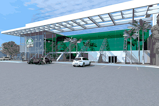 Projeto da fachada do novo prédio que servirá de concentração para o Palmeiras