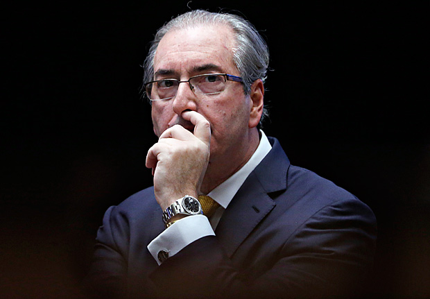 O ex-deputado Eduardo Cunha, que foi cassado pela Câmara, durante sua defesa na sessão de segunda (12)