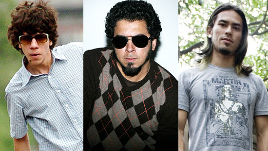 Hélio Flanders, da banda Vanguart, Jorge du Peixe, da Nação Zumbi, e Japinha da CPM 22 (à partir da esq.)
