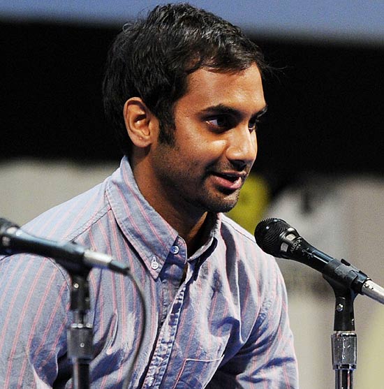ORG XMIT: - SAN DIEGO, CA - JULY 22: Actor Aziz Ansari speaks at "30 Minutes Or Less" Panel during Comic-Con 2011 at the San Diego Convention Center on July 22, 2011 in San Diego, California. Kevin Winter/Getty Images/AFP == FOR NEWSPAPERS, INTERNET, TELCOS & TELEVISION USE ONLY ==