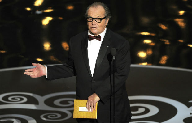 FILE - In this Feb. 24, 2013 file photo, Jack Nicholson speaks onstage during the Oscars at the Dolby Theatre in Los Angeles. After a seven year hiatus from film, Nicholson is expected to return to the big screen in an English language remake of the Oscar-nominated German comedy "Toni Erdmann." Nicholson and Kristen Wiig are attached to star according to a person close to the production who requested anonymity because he/she wasn't authorized to speak about the project. The trade publication Variety first reported the news Tuesday, Feb. 7, 2017. (Photo by Chris Pizzello/Invision/AP, File) ORG XMIT: CAET723