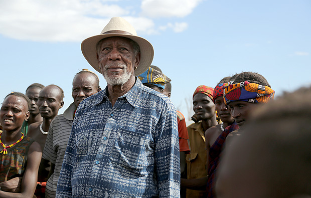 Apresentador e produtor de 'The Story of Us', Morgan Freeman acompanha cerimônia na Etiópia 