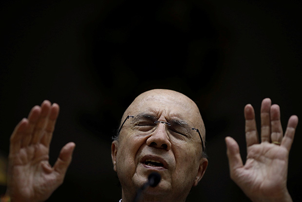 Brazil's Finance Minister Henrique Meirelles reacts during a news conference in Brasilia, Brazil January 12, 2018. REUTERS/Ueslei Marcelino ORG XMIT: UMS3