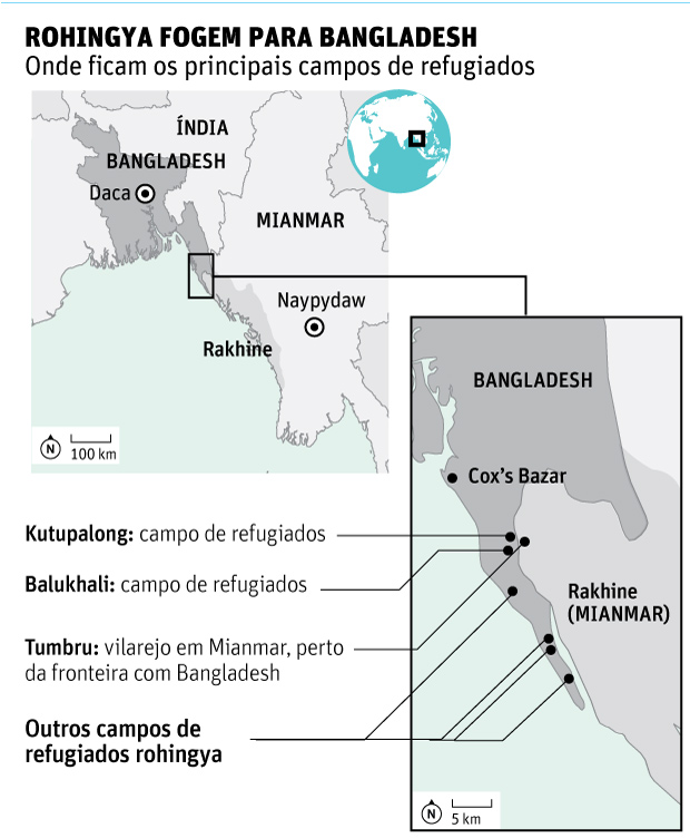ROHINGYA FOGEM PARA BANGLADESHOnde ficam os principais campos de refugiados
