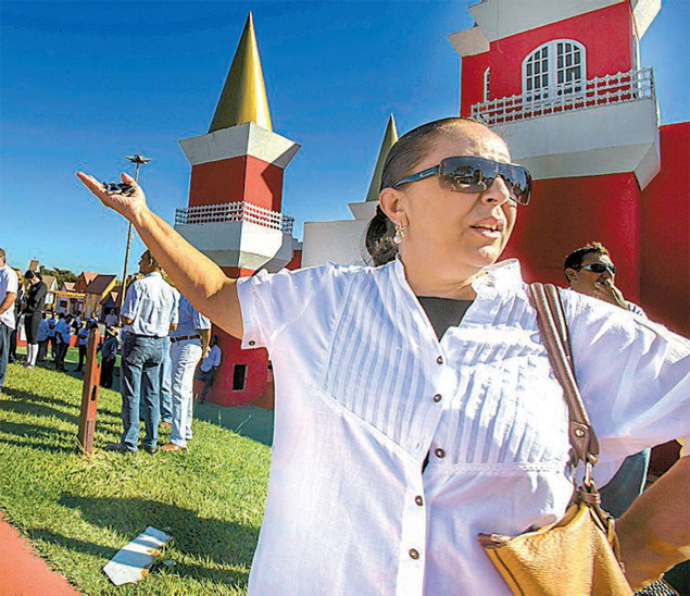 A fazendeira Roseli Ruiz durante protesto de produtores