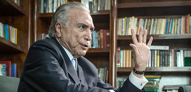 O presidente do Brasil Michel Temer, em seu escritório no bairro do Itaim, em São Paulo