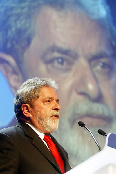 O presidente da República, Luiz Inácio Lula da Silva, discursa no plenário do Fórum Econômico Mundial, em Davos (Suíça)