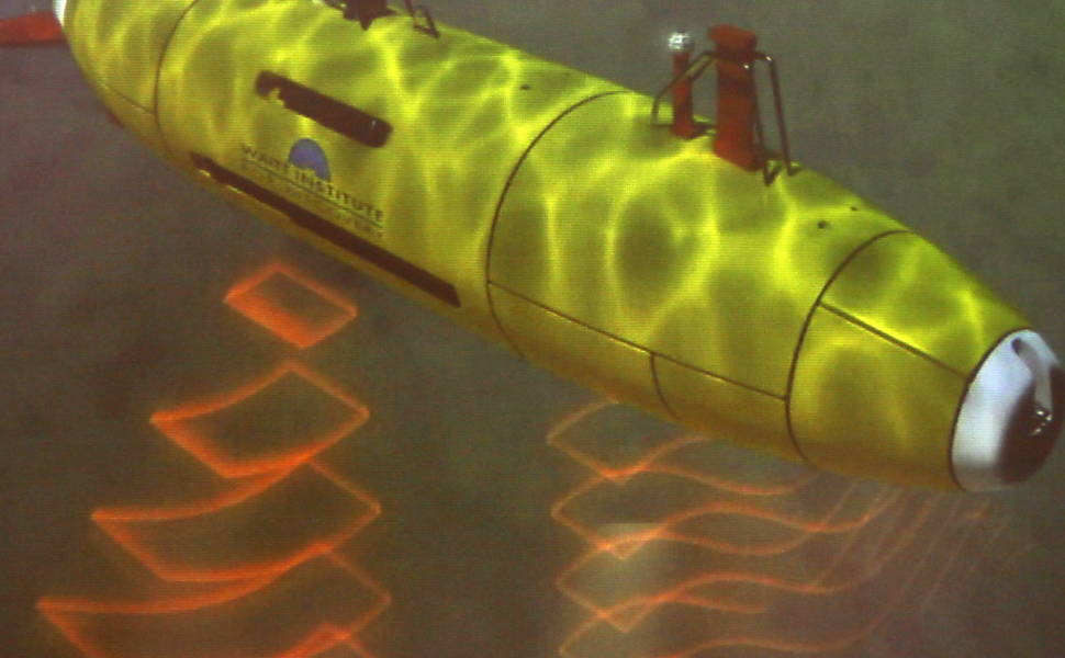 Submarino do modelo Remus, usado para vasculhar o fundo do mar na quarta etapa de buscas pelos destroços do Airbus 