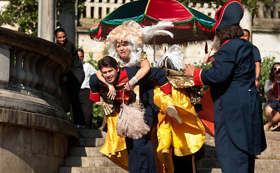 Encenação sobre o Auto da Independência no parque do Ipiranga em São Paulo
