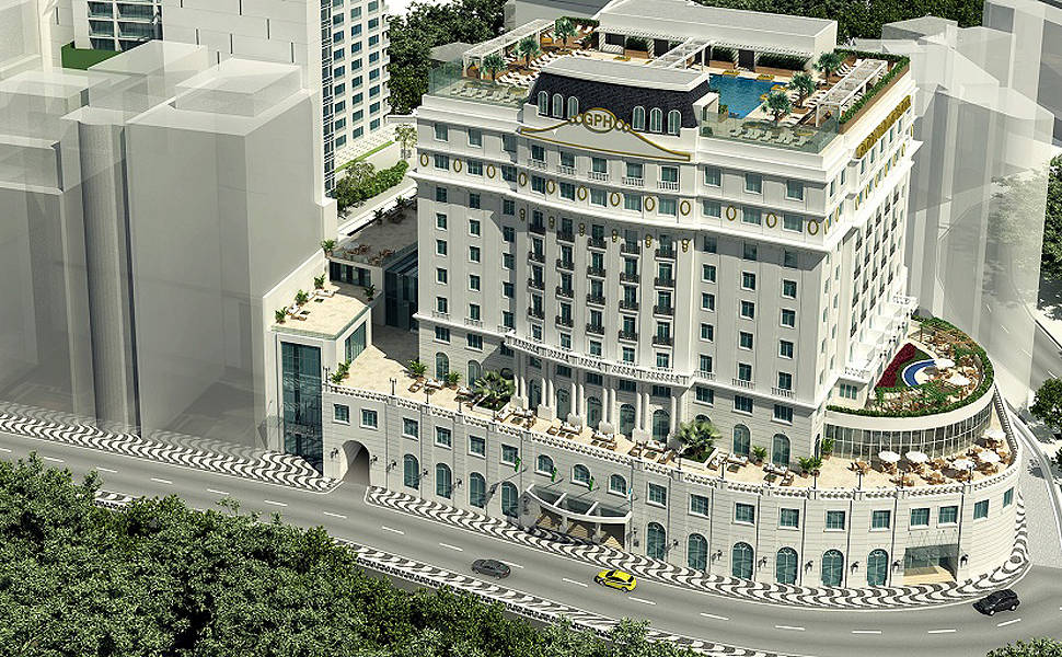 Animação gráfica de como ficaria o Hotel Glória após a reforma iniciada em 2011