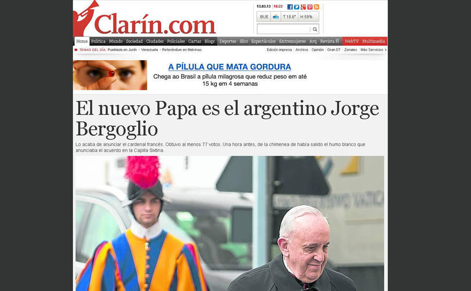 Papa argentino na mídia