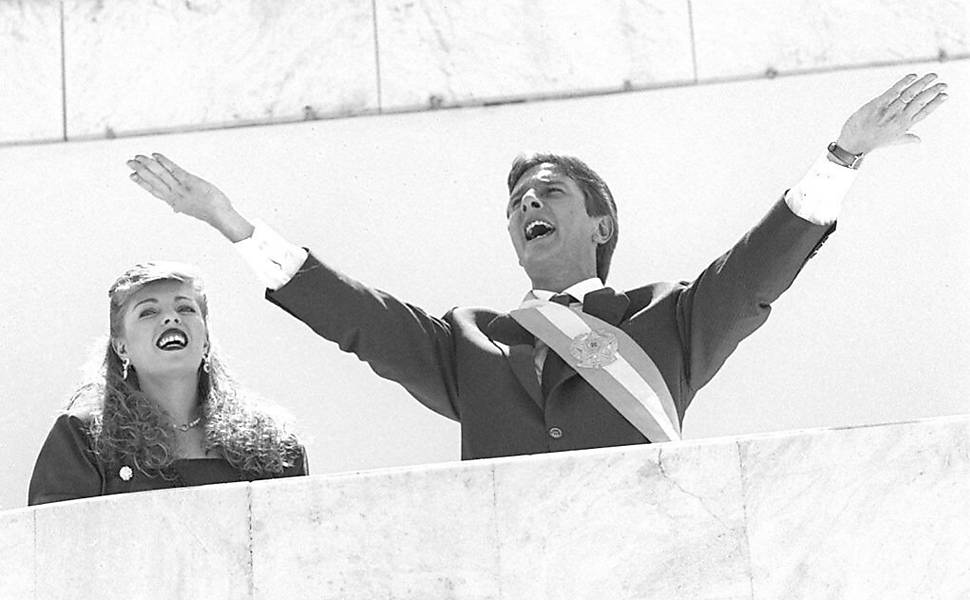 Fernando Collor de Mello assumiu a Presidência em 15 de maio de 1990 ao lado da mulher, Rosane Collor