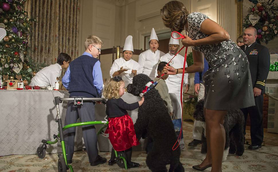 Cachorra da família Obama derruba criança