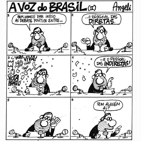 Charge publicada na <b>Folha</b> durante a campanha das Diretas-Já