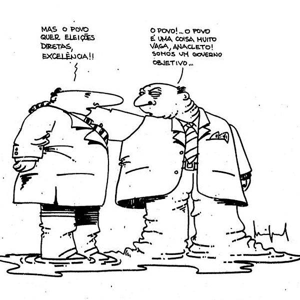 Charge publicada na <b>Folha</b> durante a campanha das Diretas-Já