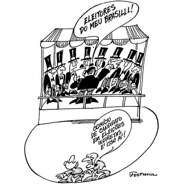 Charge publicada na <b>Folha</b> durante a campanha das Diretas-Já