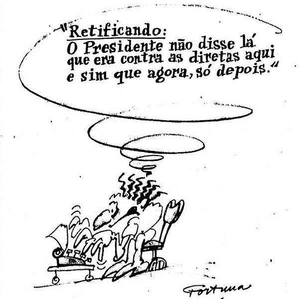 Charge publicada na <b>Folha</b> durante a campanha das Diretas-Já