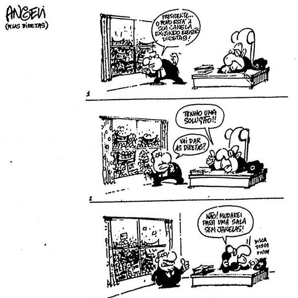 Charge publicada na <b>Folha</b> durante a campanha das Diretas-Já