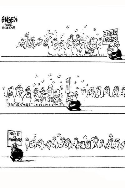 Charge publicada na <b>Folha</b> durante a campanha das Diretas-Já