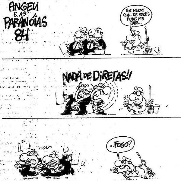 Charge publicada na <b>Folha</b> durante a campanha das Diretas-Já