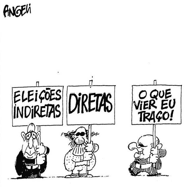 Charge publicada na <b>Folha</b> durante a campanha das Diretas-Já