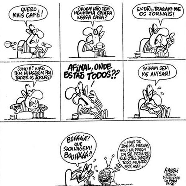Charge publicada na <b>Folha</b> durante a campanha das Diretas-Já