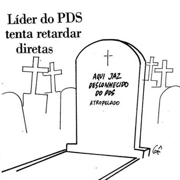 Charge publicada na <b>Folha</b> durante a campanha das Diretas-Já
