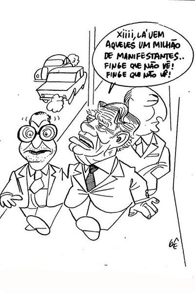 Charge publicada na <b>Folha</b> durante a campanha das Diretas-Já