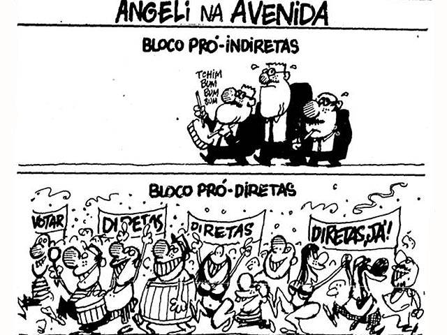 Charge publicada na <b>Folha</b> durante a campanha das Diretas-Já