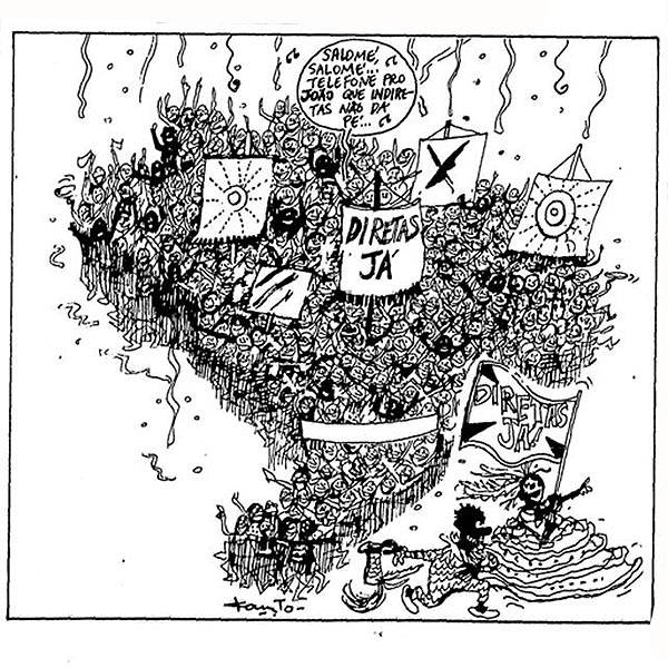 Charge publicada na <b>Folha</b> durante a campanha das Diretas-Já