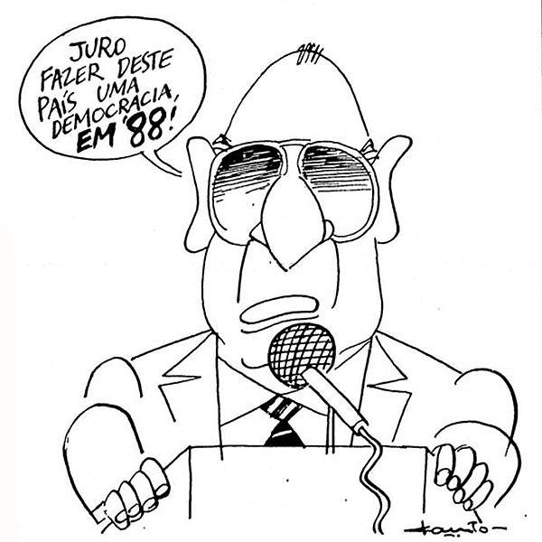 Charge publicada na <b>Folha</b> durante a campanha das Diretas-Já