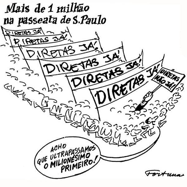 Charge publicada na <b>Folha</b> durante a campanha das Diretas-Já