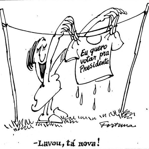 Charge publicada na <b>Folha</b> durante a campanha das Diretas-Já