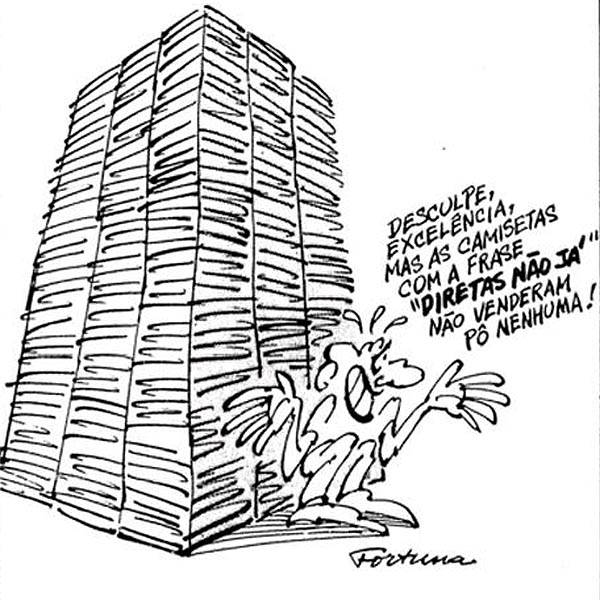 Charge publicada na <b>Folha</b> durante a campanha das Diretas-Já