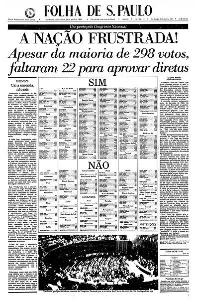 Noticiário sobre a derrota e editorial na Primeira Página <b>
