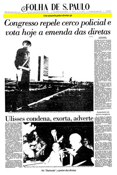 Jornal mostra a ocupação militar de Brasília antes da votação <b>