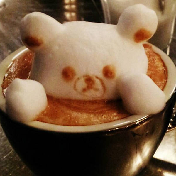 Arte 3D em espuma de café