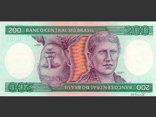Nota de Cr$ 200. O Cruzeiro voltou a ser a moeda do Brasil em 15 de maio de 1970 e seguiu até 27 de fevereiro de 1986
