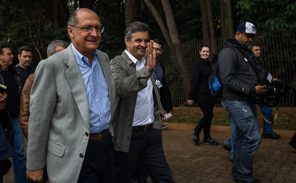 Aécio e Alckmin em campanha