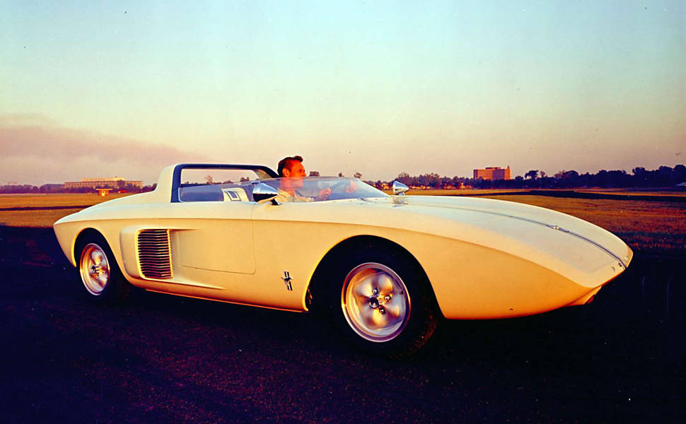 O primeiro conceito foi apresentado em 1962 pela equipe comandada por Lee Iacocca. O nome remete ao P-51 Mustang, avião norte-americano usado na Segunda Guerra Mundial