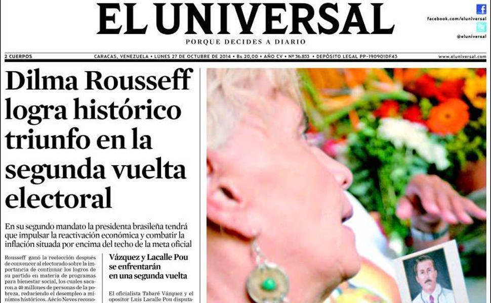 "El Universal" (Venezuela): "Dilma Rousseff alcança triunfo histórico no segundo turno das eleições"
