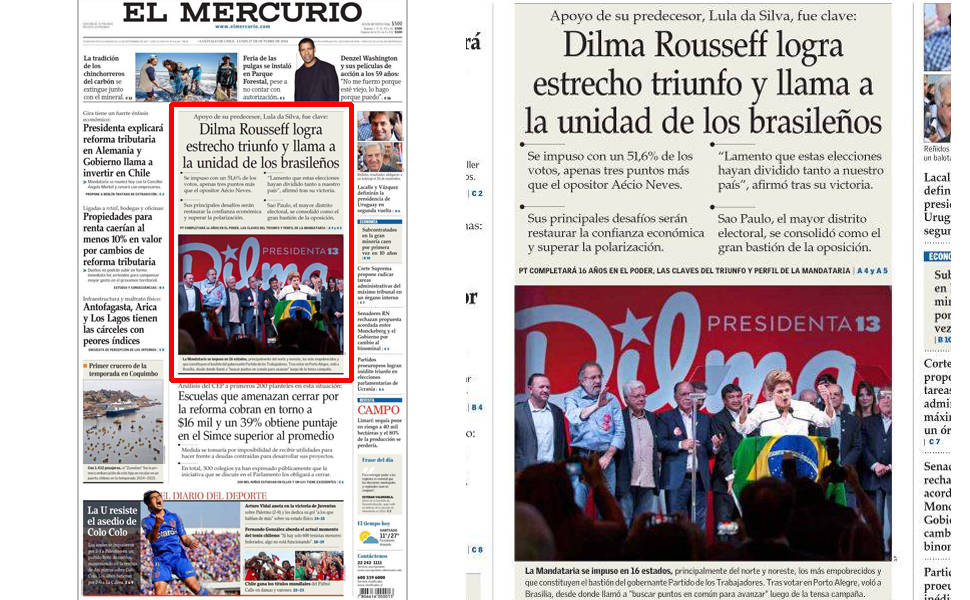 "El Mercurio" (Chile): "Dilma Rousseff consegue apertado triunfo e conclama à unidade dos brasileiros"