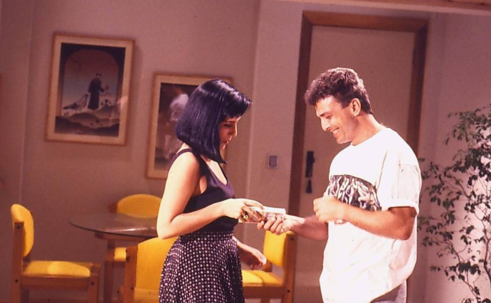 Glória Pires e Carlos Alberto Riccelli em gravação de 'Vale Tudo'