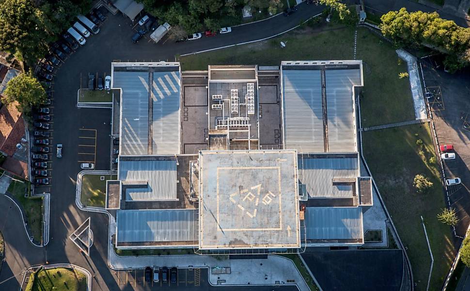 Imagem aérea do prédio sede da Policia Federal de Curitiba