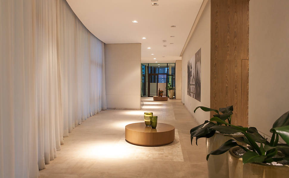 Espaço comum do edifício Mood, cuja ocupação não chega a 25% de seus 399 apartamentos