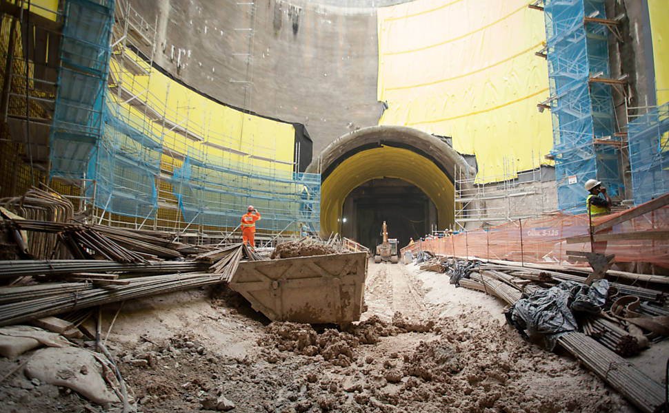 Movimentação na obra da futura estação Chácara Klabin do metrô da Linha 5-lilás, onde haverá integração com a Linha 2-verde