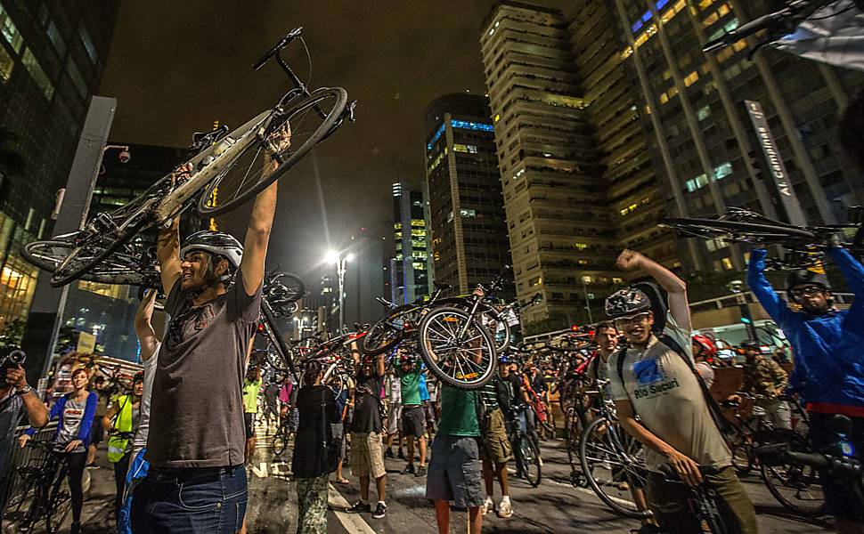 Protesto de ciclistas em São Paulo